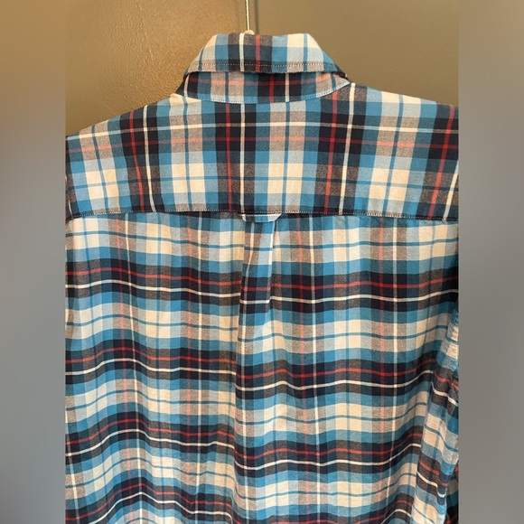 American Eagle men’s plaid medium tall red blue white long sleeve shirt size MT - Picture 4 of 5